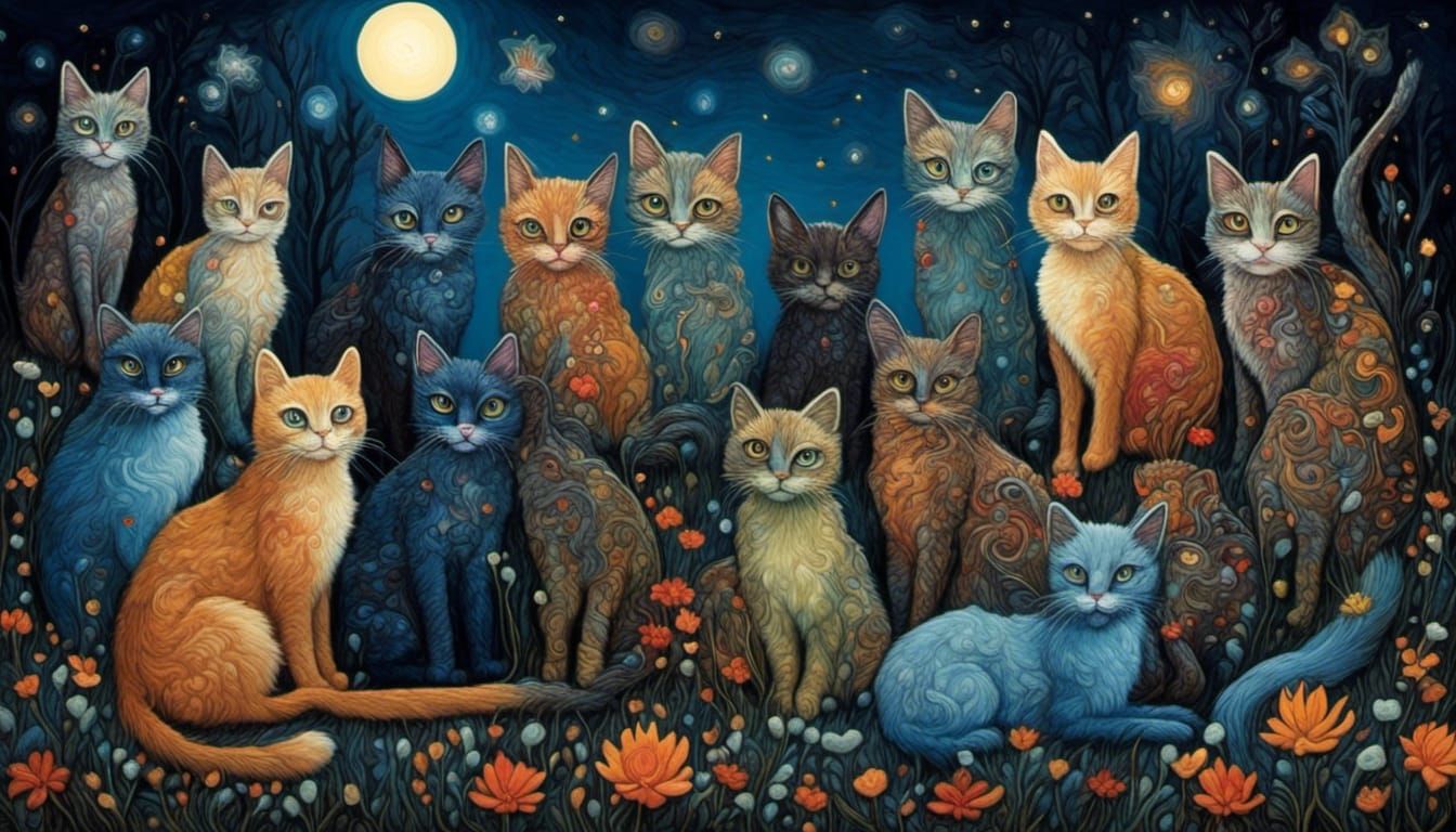 Folk art cats 4