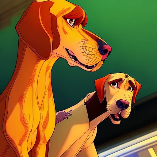 Scooby-Doo and Velma in Studio Ghibli Anime Style