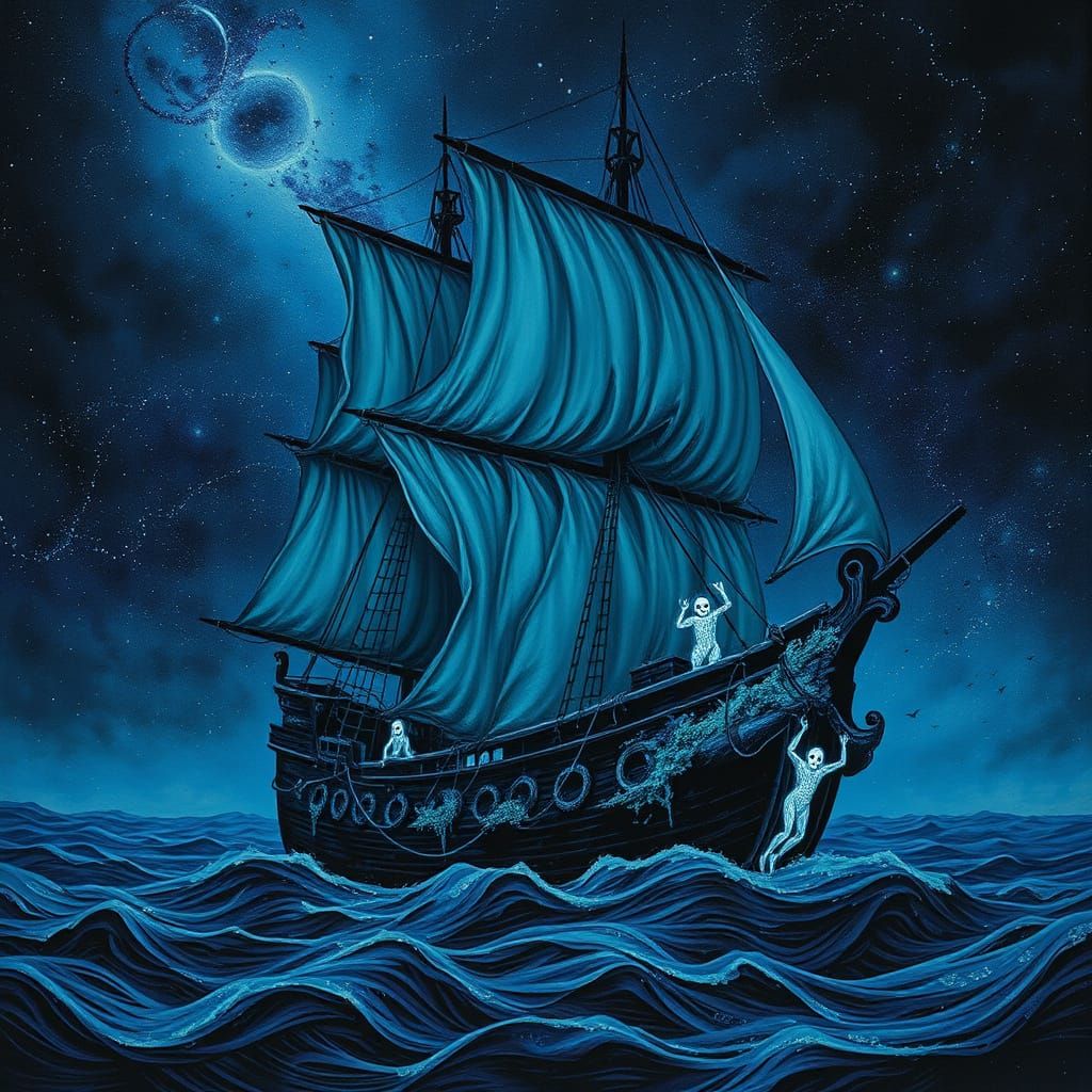 Ghostly Galleon Sailing a Sea of Stars
