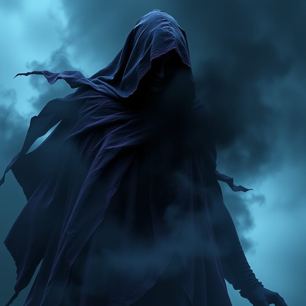 Dark Figure in a Haunting, Mystical Aura