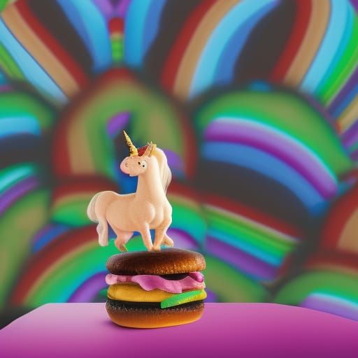 Unicorn Rides Rainbow Cheeseburger: Professional Photography