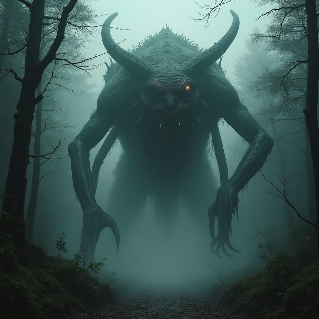 Eldritch Abomination Emerges from Dark Mystical Forest in Bi...