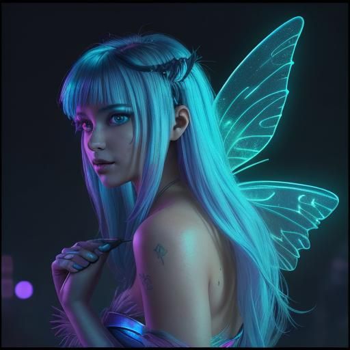 Bioluminescent Fairy-Tale Christmas in Cyberpunk Style