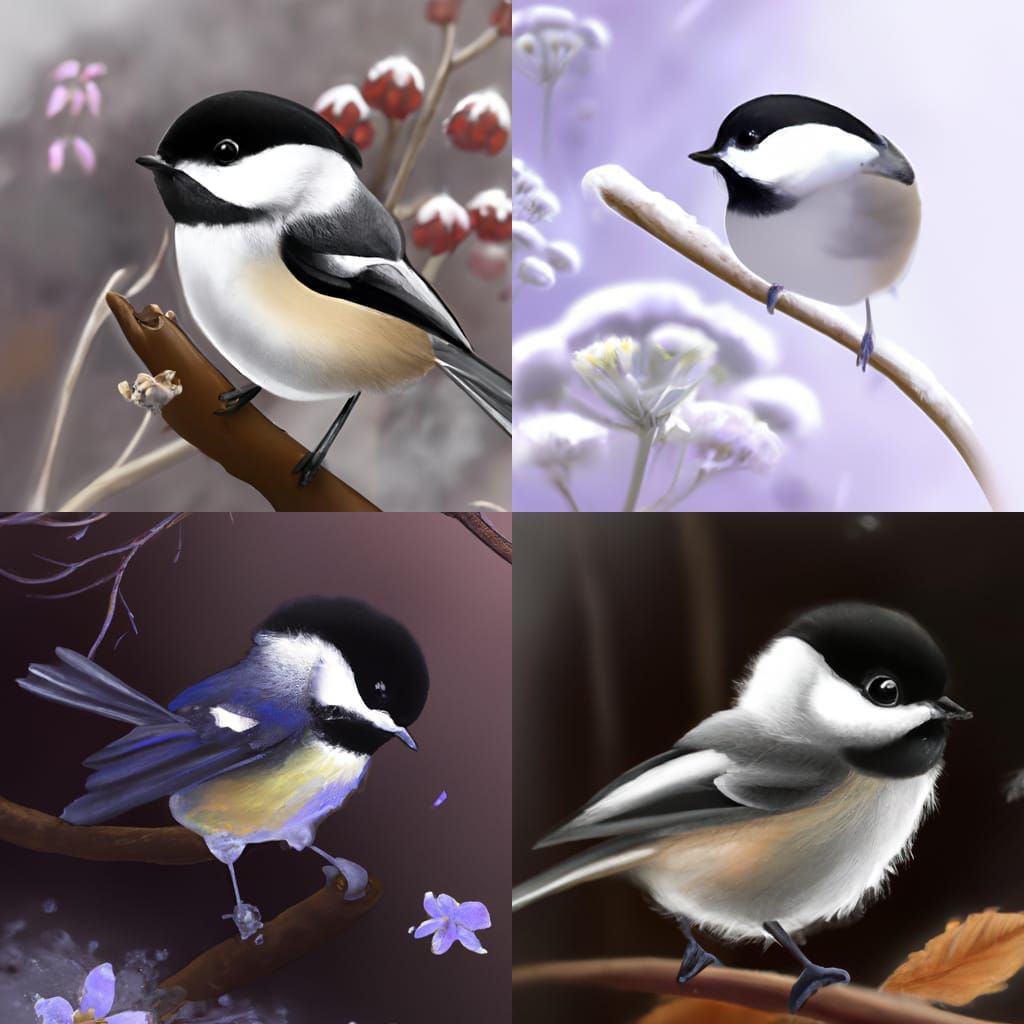 Black-Capped Chickadee in Anime Style