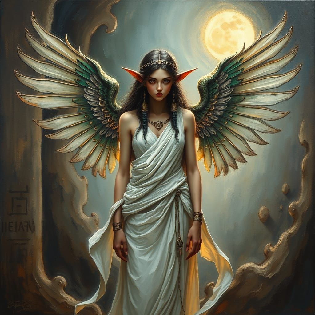 Ethereal Egyptian Elf with Metallic Wings