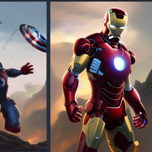 Iron Man vs Captain America: Detailed Fantasy Art