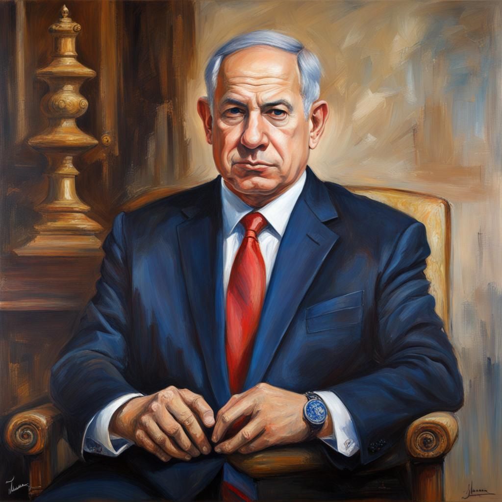 Benjamin Netanyahu Portrait in Oil Paint Style