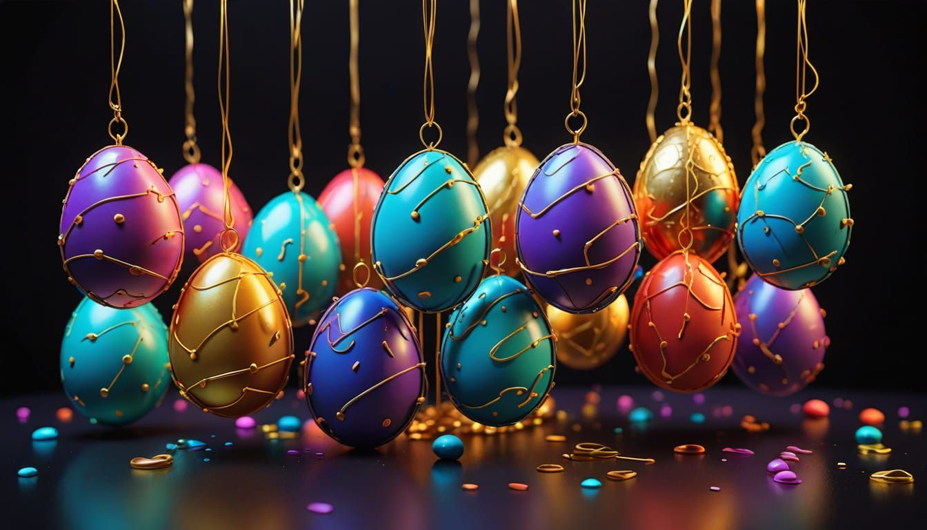 Ethereal Neon Easter Eggs in Golden Hues