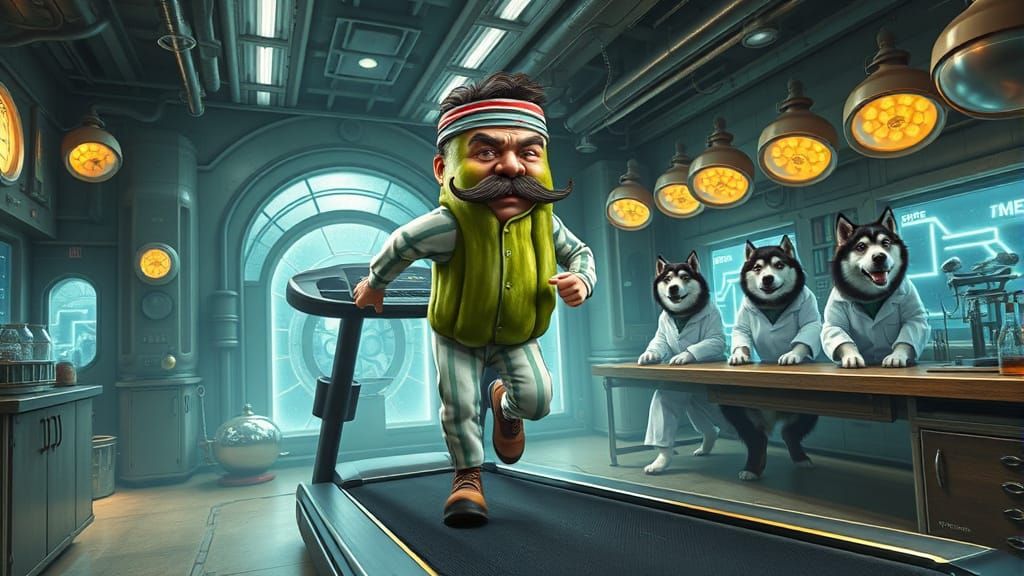 Pickle Jar Man in Steampunk Laboratory