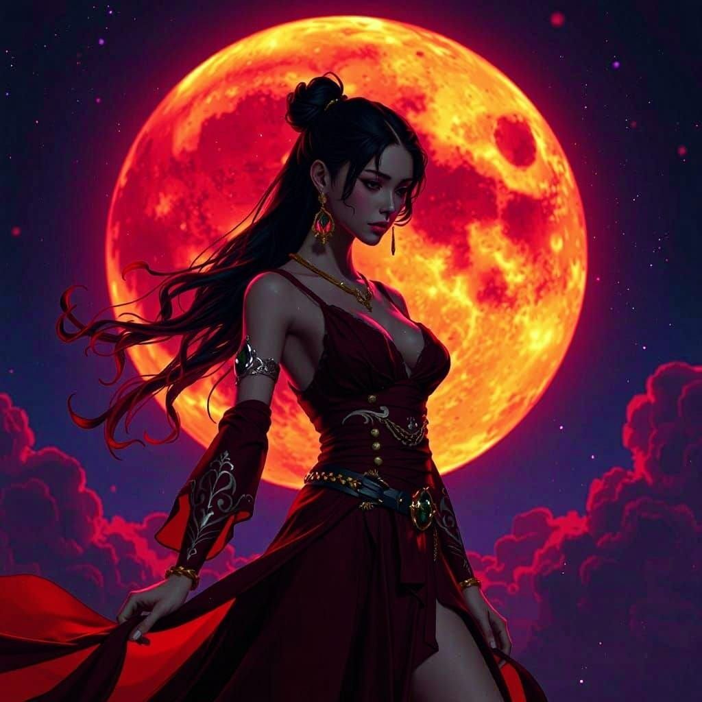 Red Moon Dance: A Dark Fantasy Concept Art