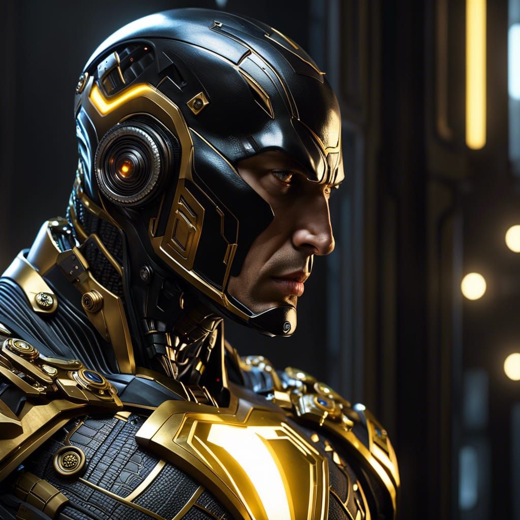 Complex wired biomechanical cyborg Black Adam