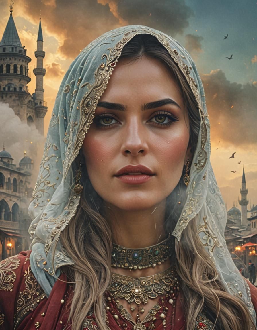 Ottoman Woman in Old Istanbul: Digital Matte Painting