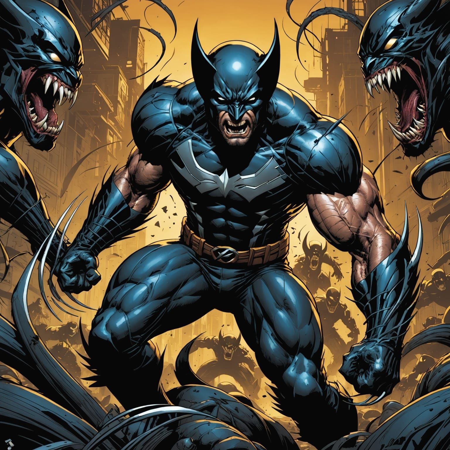 Wolverine vs Venom: Comic Book Art