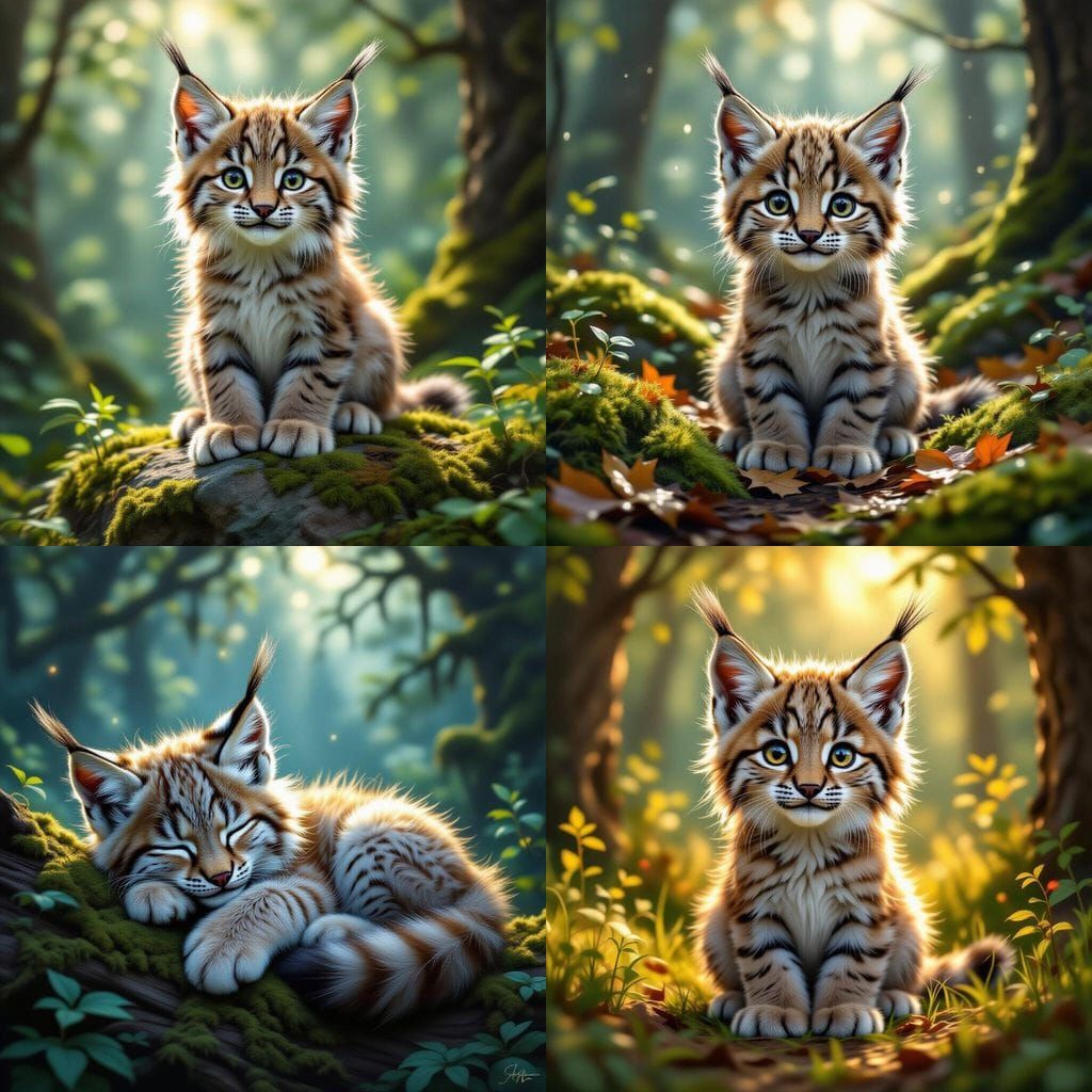 Cute Baby Lynx Detailed Matte Painting