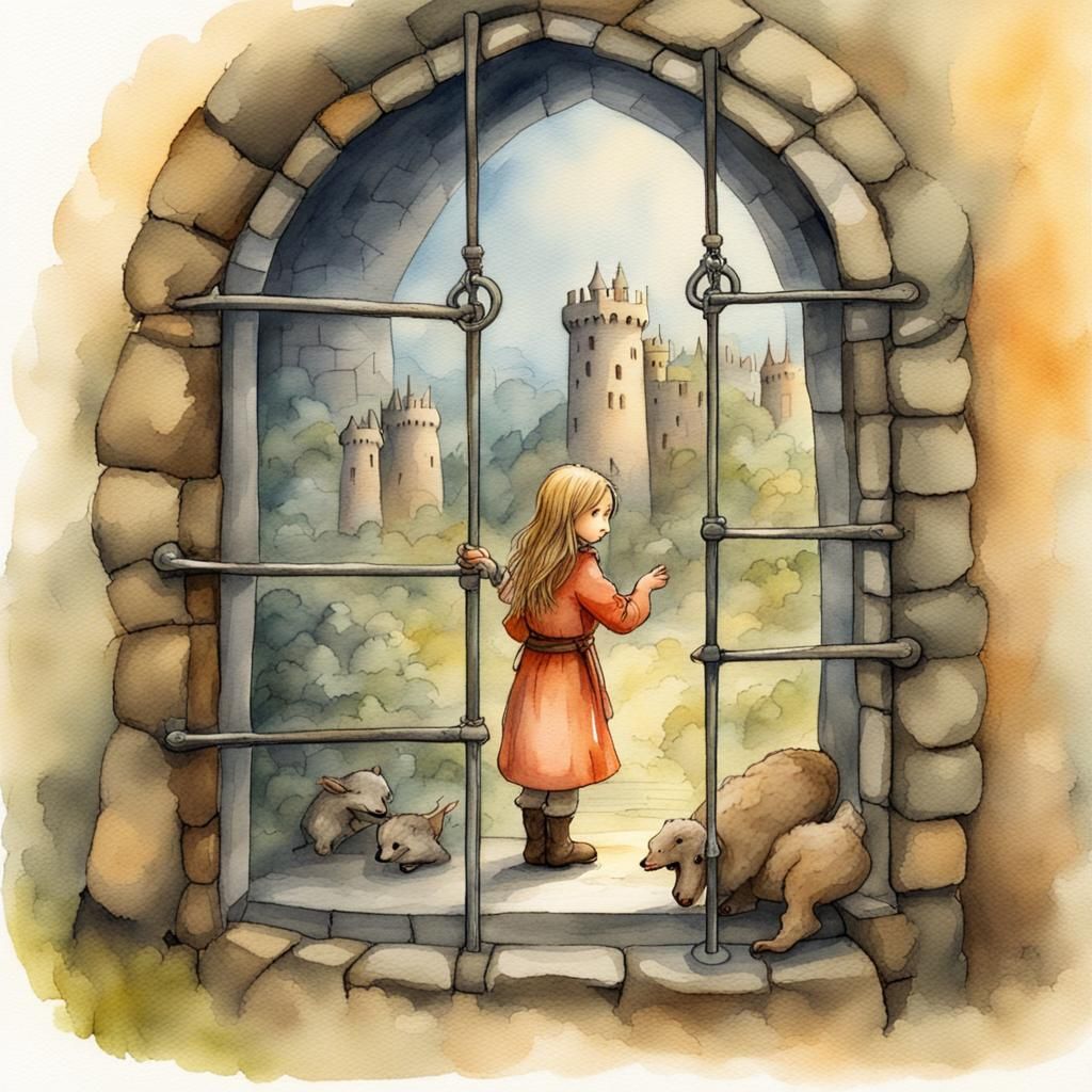Shepherd Girl Imprisoned in Dragon Castle: Watercolor Illust...