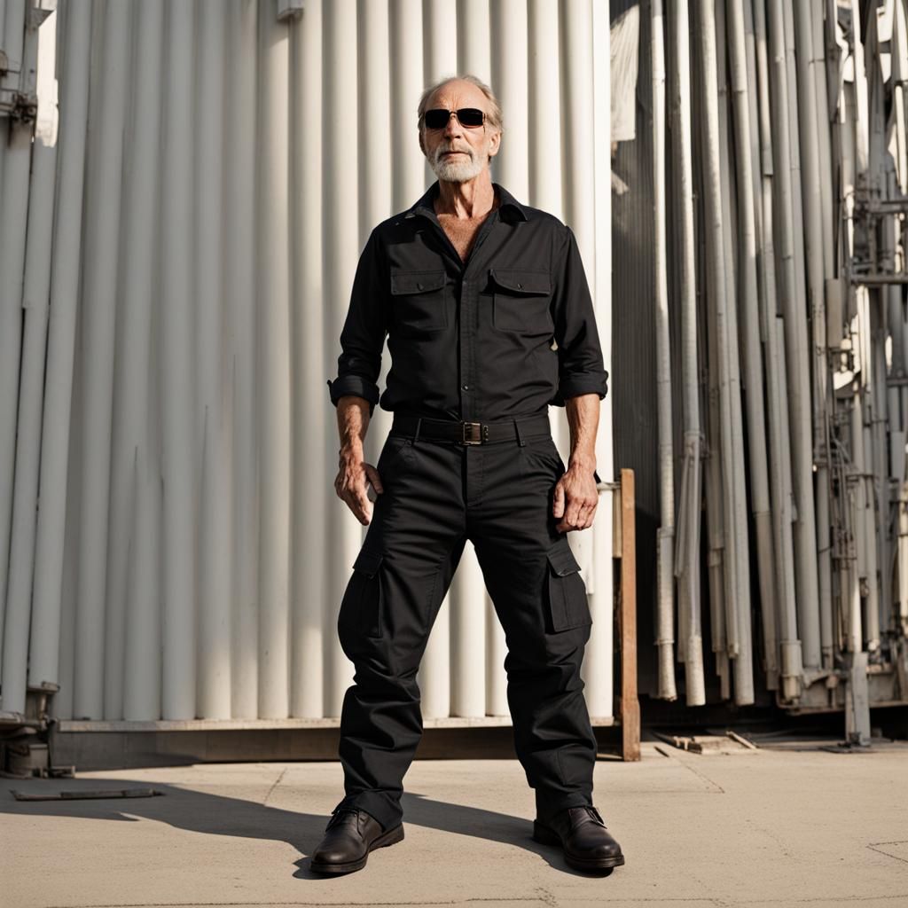 Anthropomorphic Cougar in Black Cargo Pants