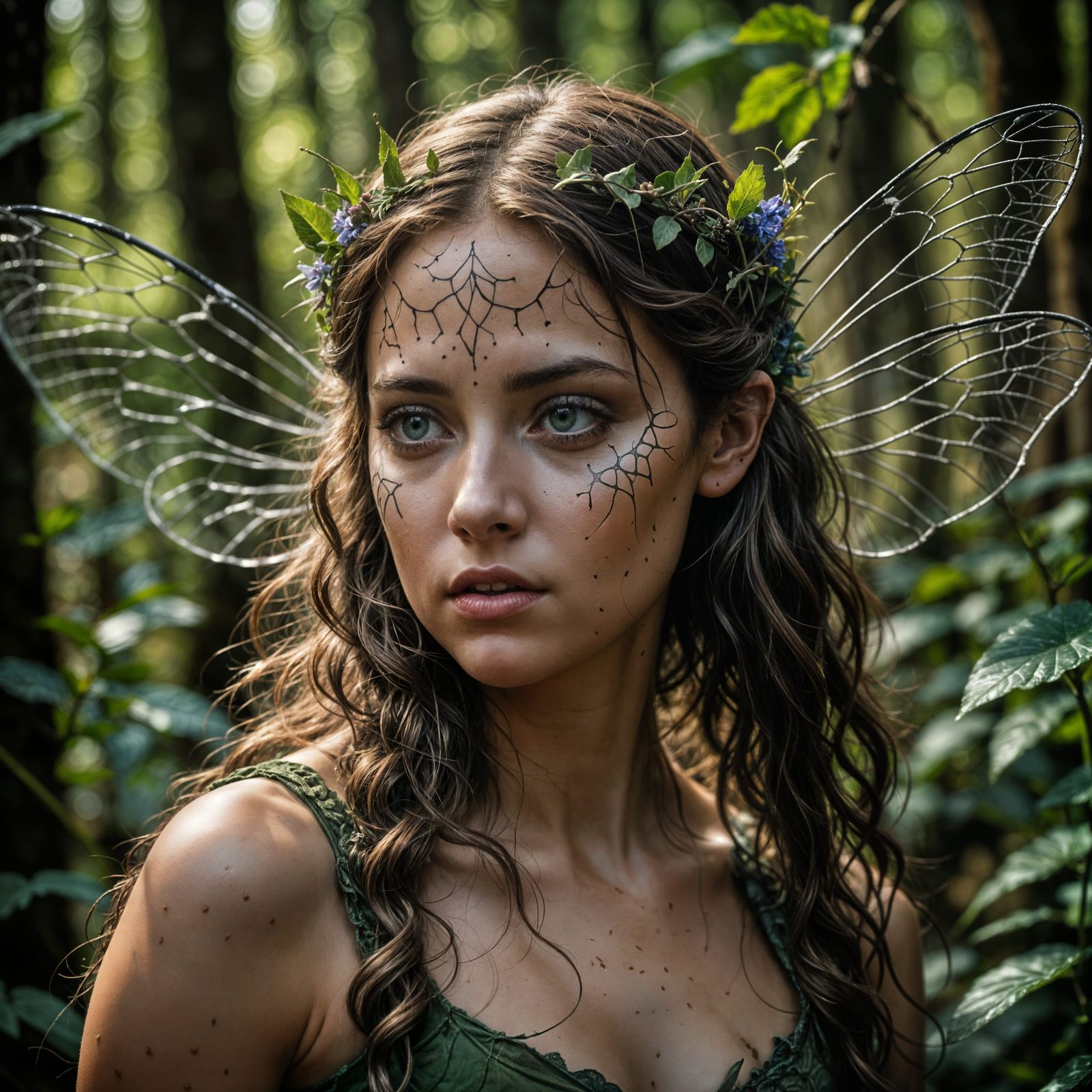 Hyperrealistic Nymph with Intricate Details in HDR