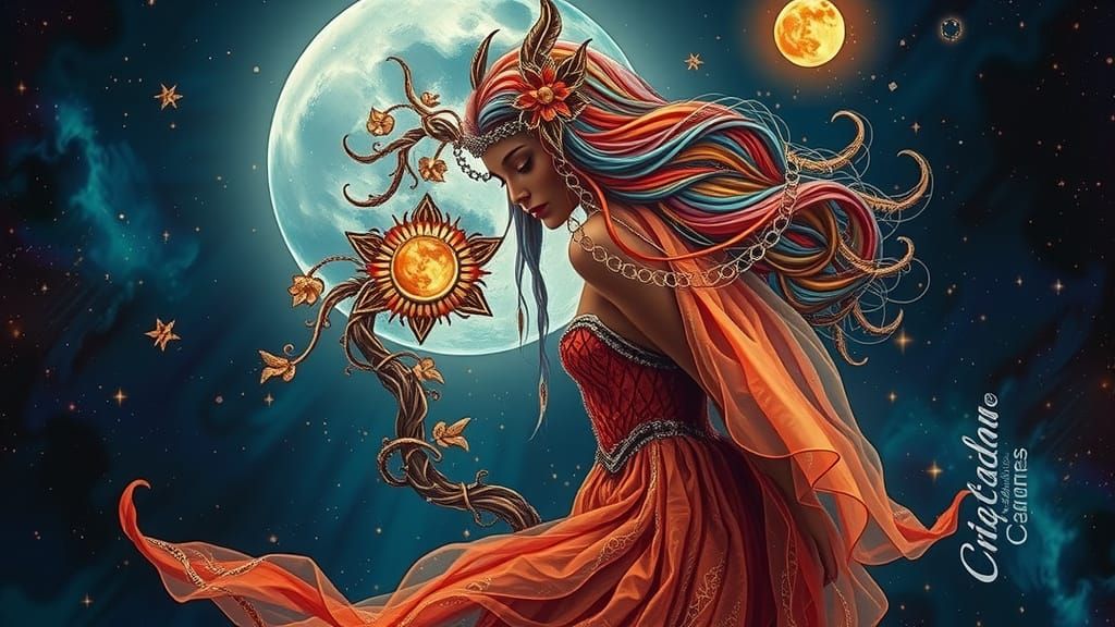 Radiant Goddess of the Multiverse in Iridescent Fabrics