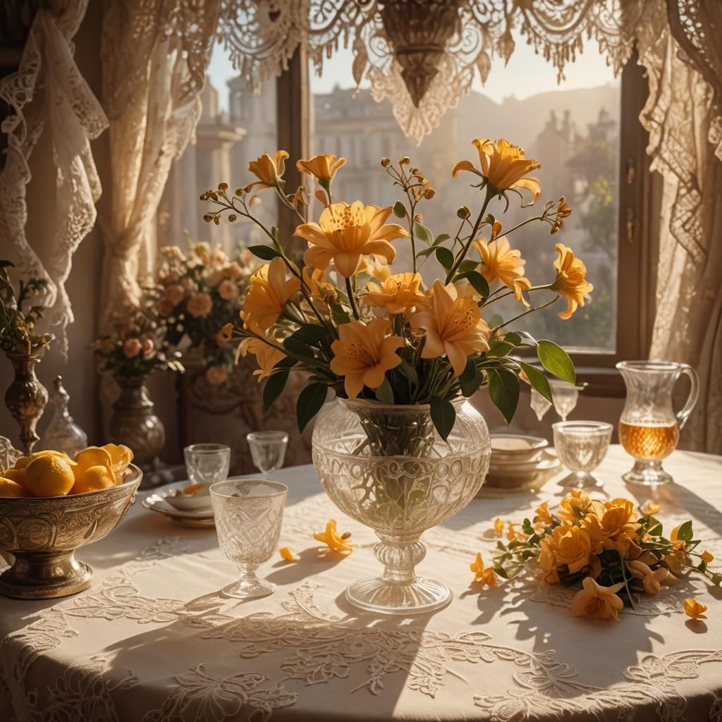 Honeysuckle in Glass Vase: Cinematic Still Life