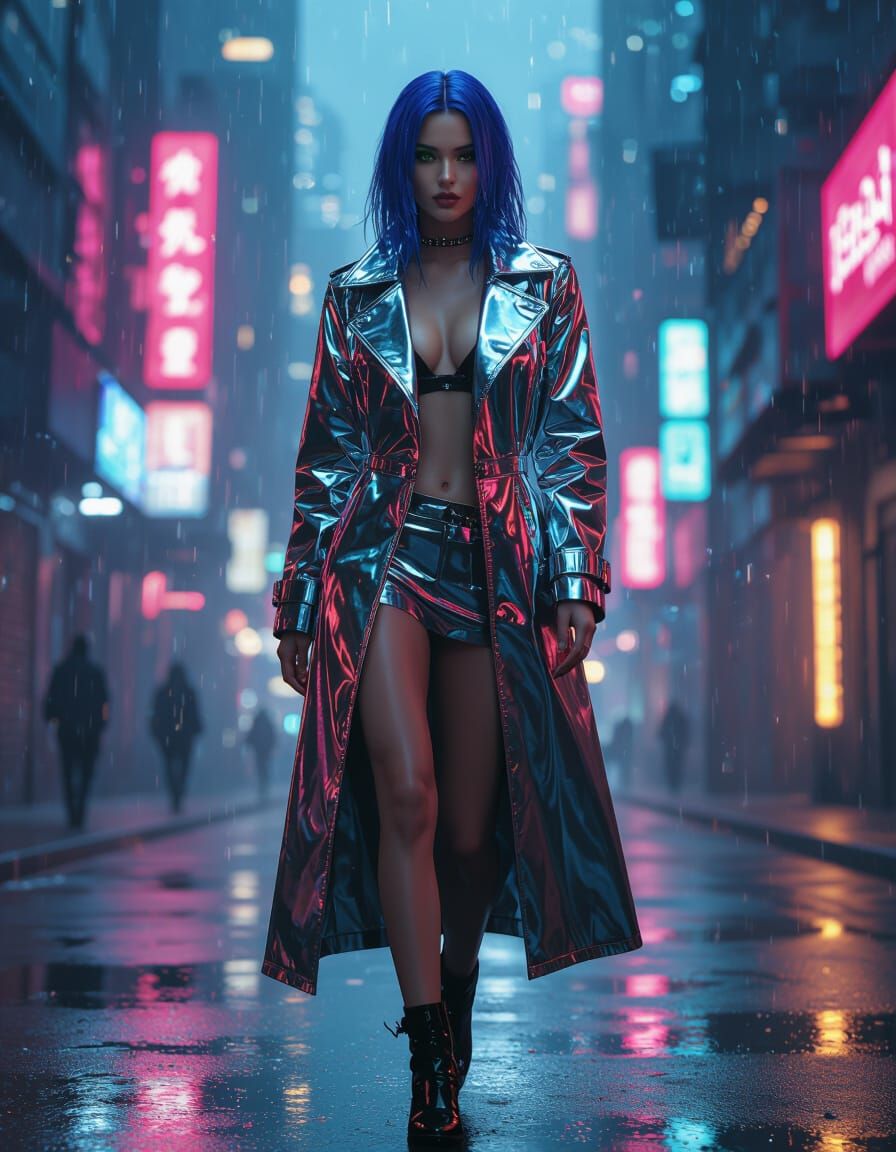 Cyberpunk Woman in Futuristic Cityscape, Photorealistic 8K