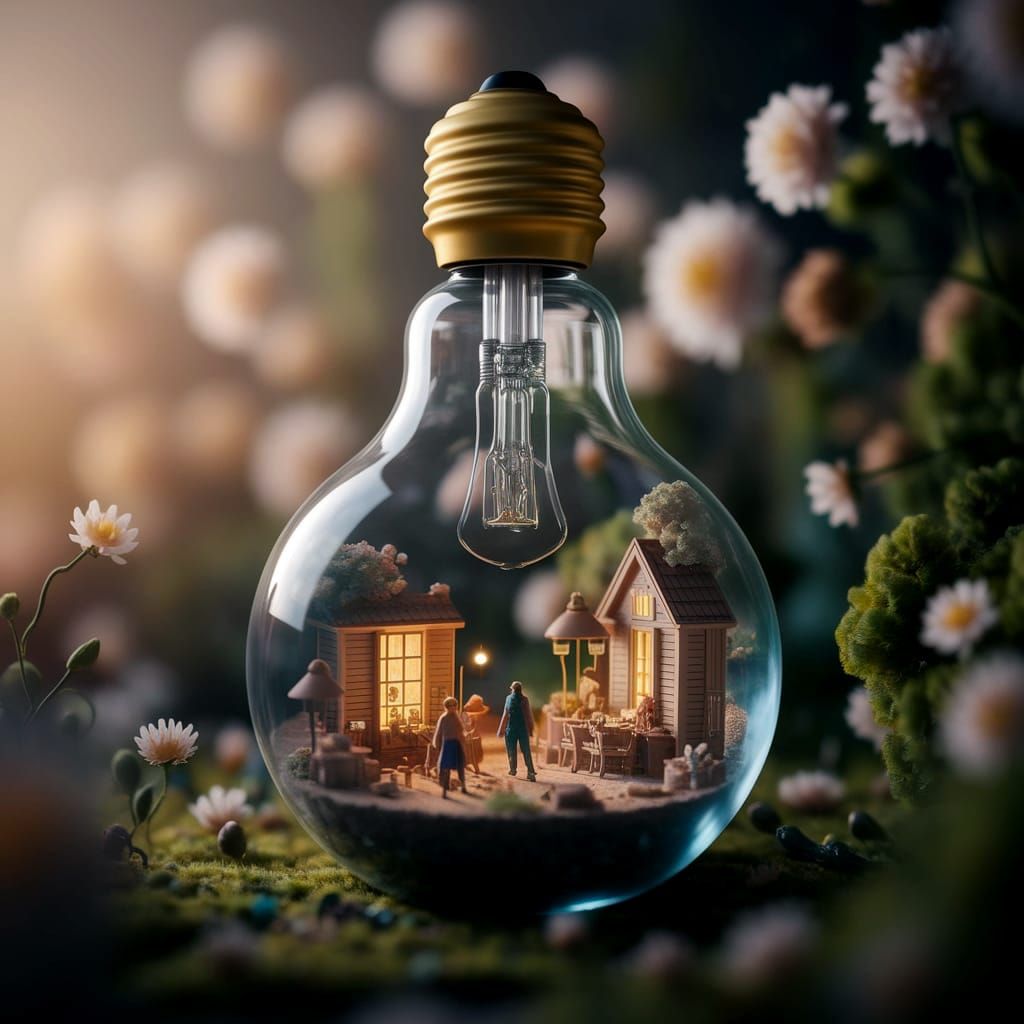 Miniature World Inside a Light Bulb