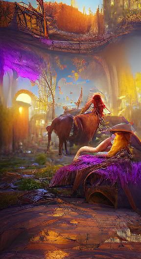 Red Haired Cowgirl in Dark Fantasy Style