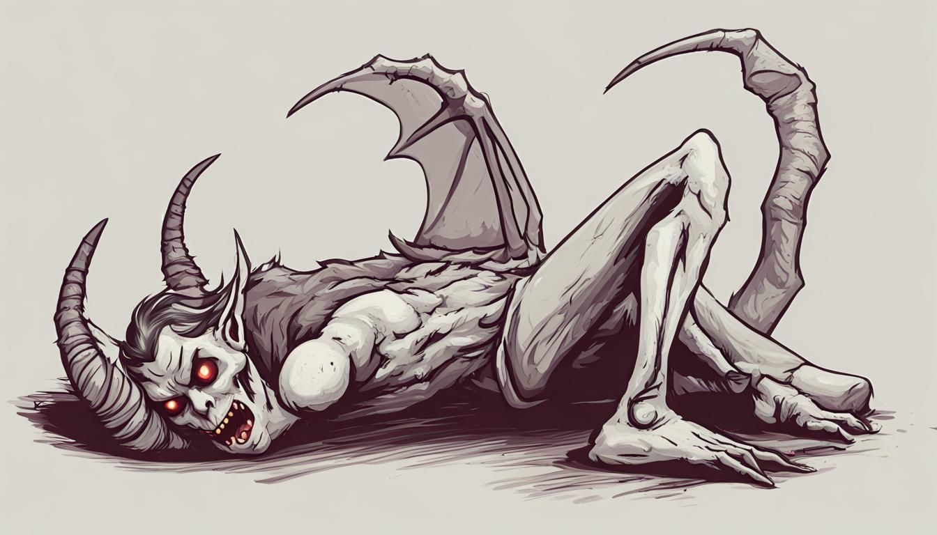 Demon with Imp Legs Reclining