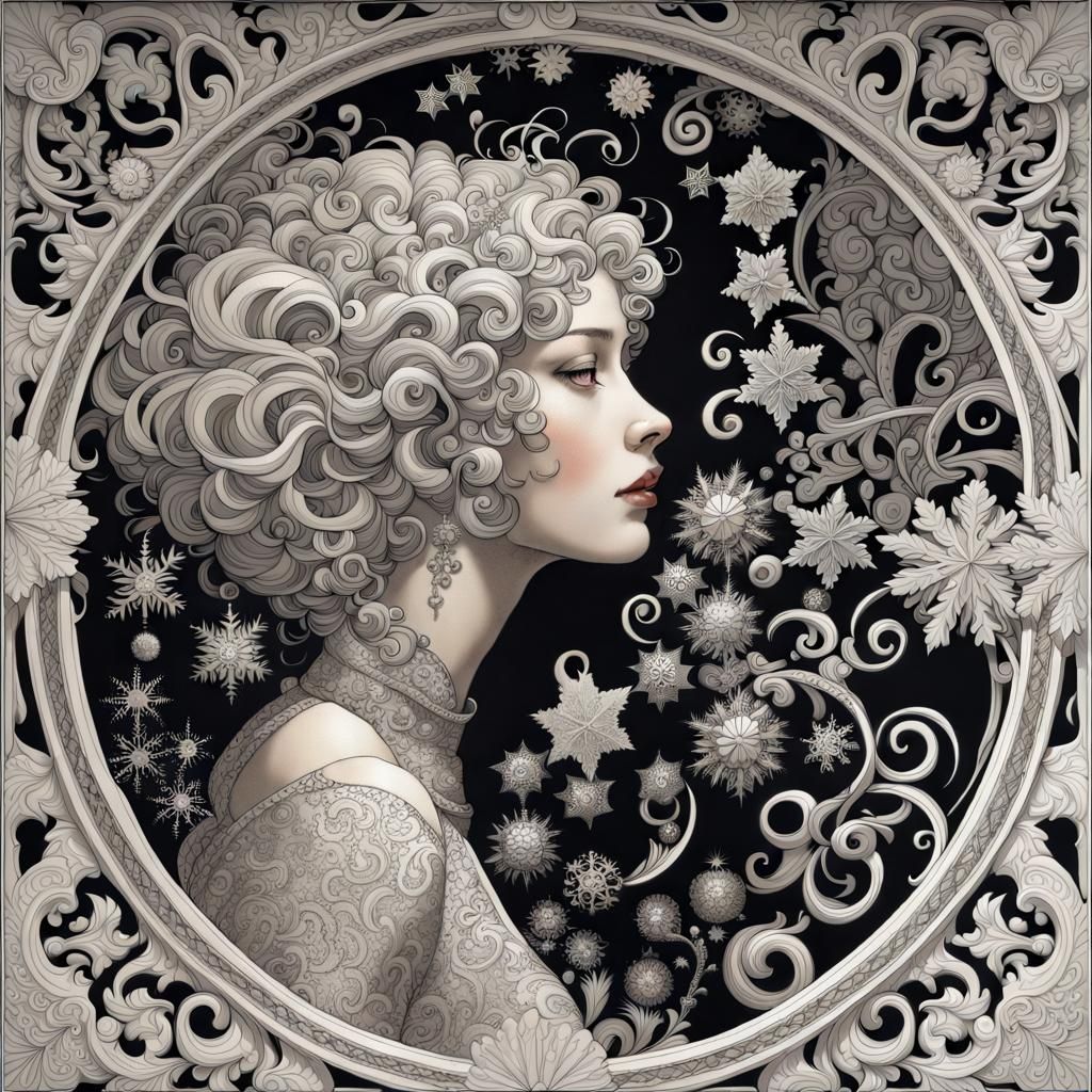 Intricate Snowflakes as Artful Lace in Acrylic Art