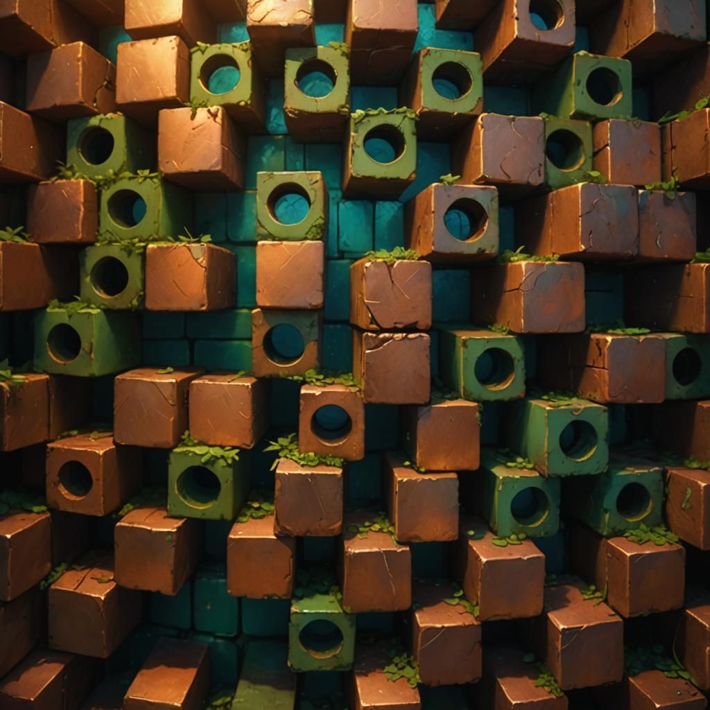 Lush Copper Bricks in Dreamlike Concept Art
