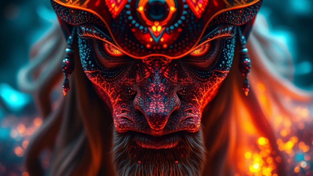 Elven Warrior Portrait with Hologram Effect