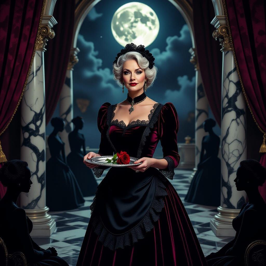 Aristocratic Woman in Decadent Setting, Art Nouveau Style