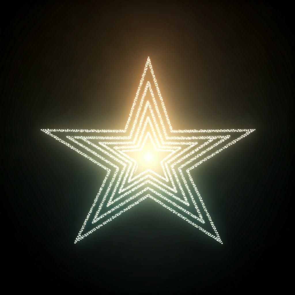 Glowing Star Pathway Made of Shimmering Footprints