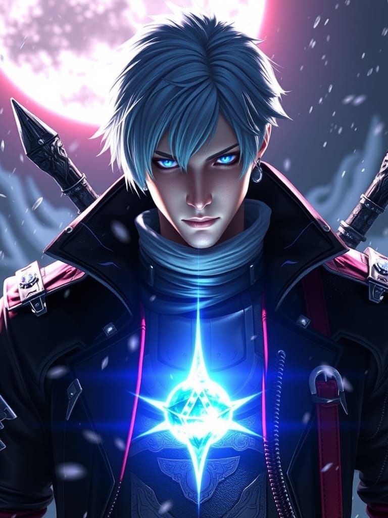 Cyberpunk Dante in a Radial Glow