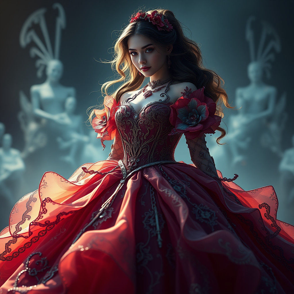 Girl in Gown: Detailed Fantasy Concept Art