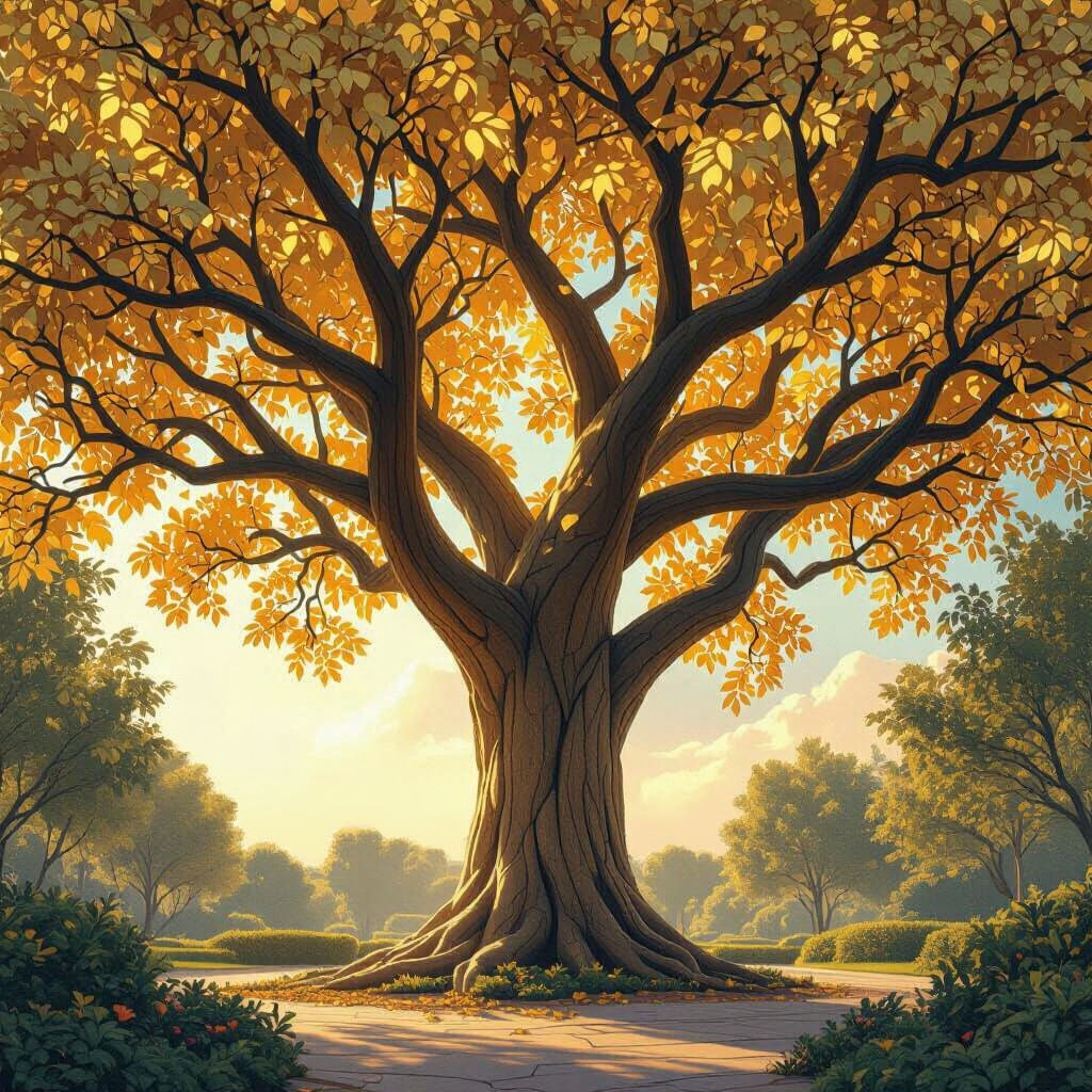 Goldenwood Trees in Dark Fantasy Style