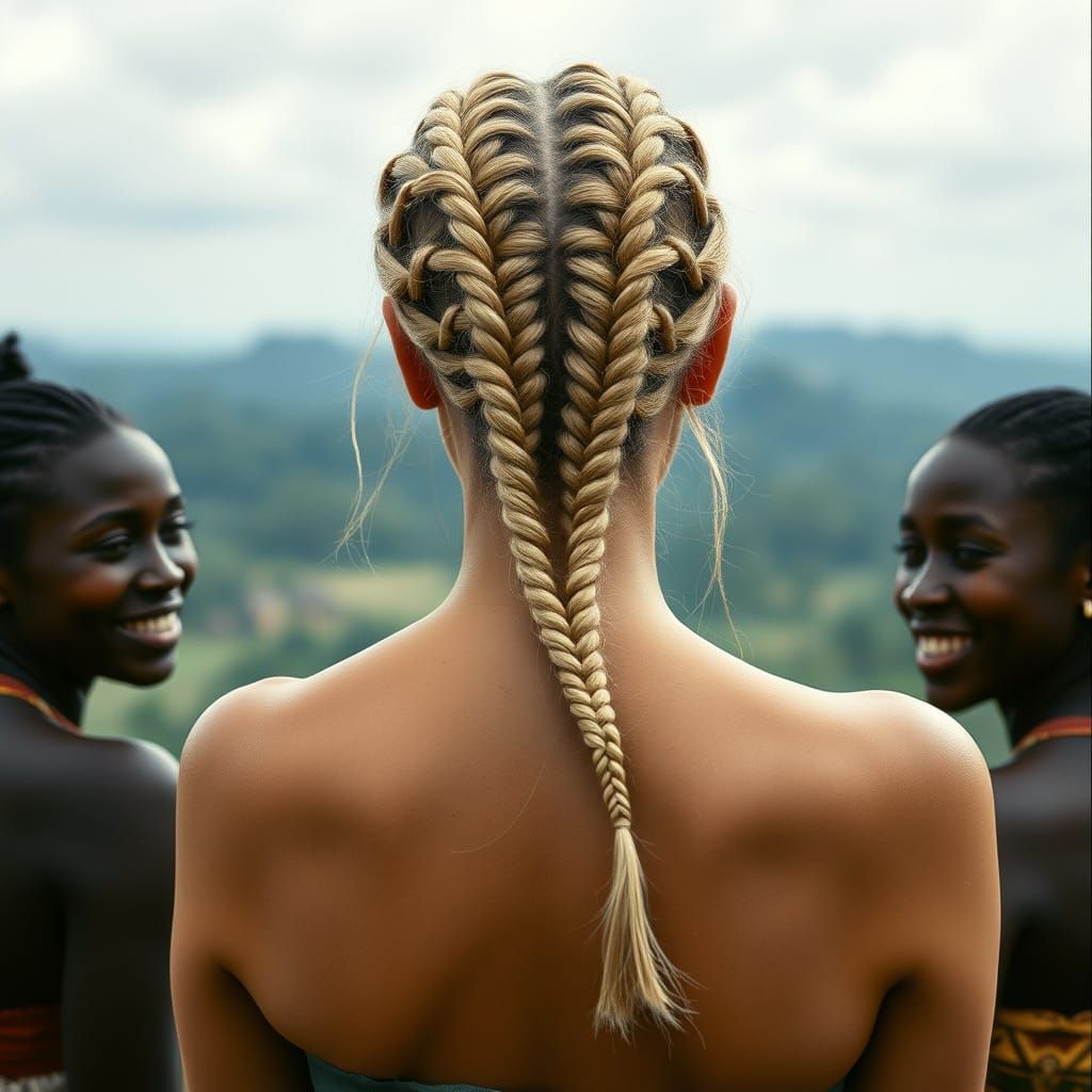 Intricate Braided Hairstyle in Congo Landscape