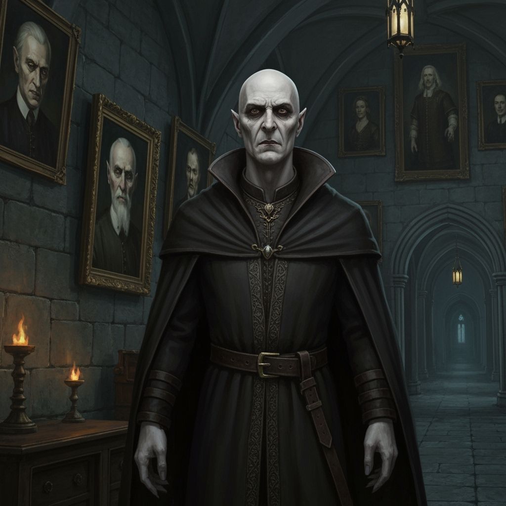 Eerie Castle Hallway in Gothic Romanticism Style