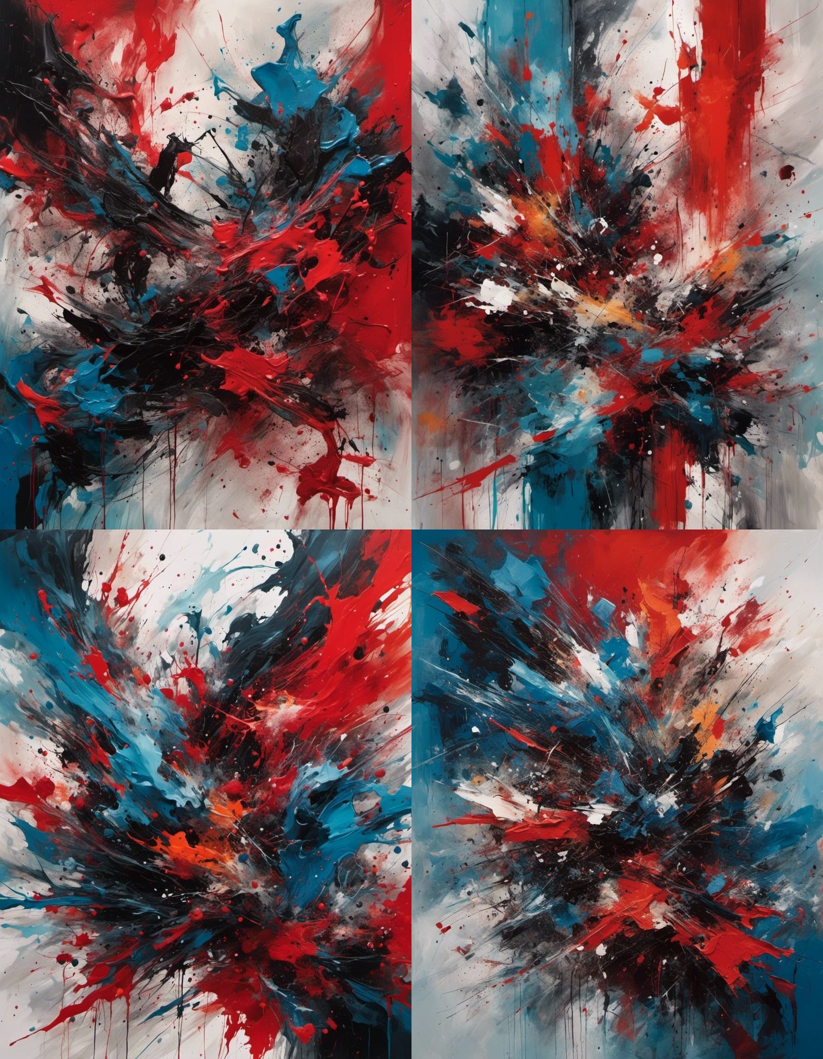 Abstract Canvas with Red and Blue Splashes