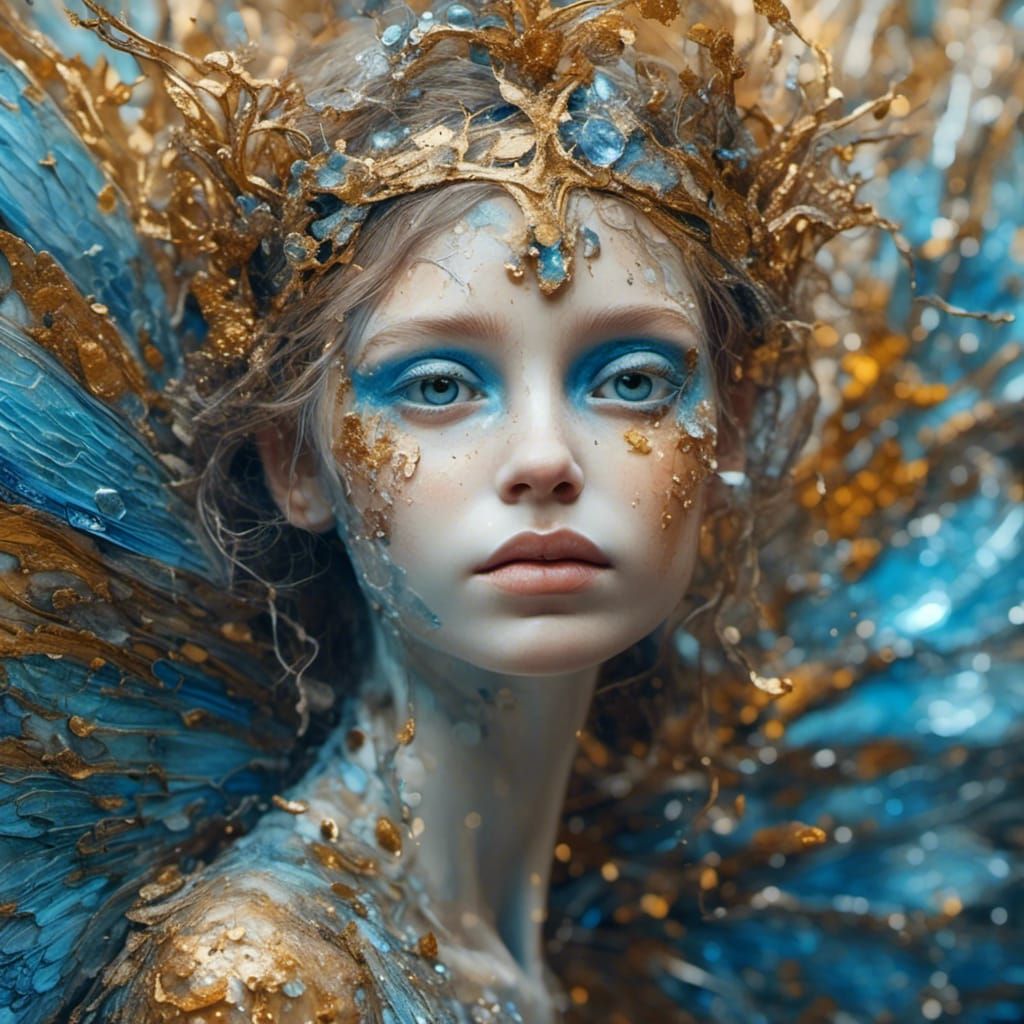 Fairy Portrait in Graffiti Art with Branch Crown