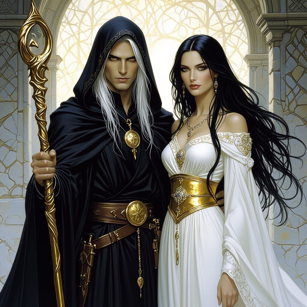 Raistlin and Crysania: A Whelan-esque Fantasy Portrait