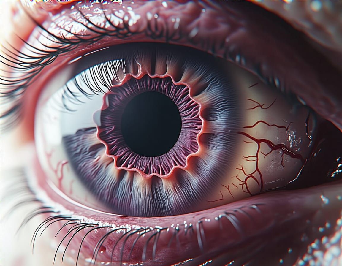 Detailed Eyeball Cross-Section in Hyperrealistic Style