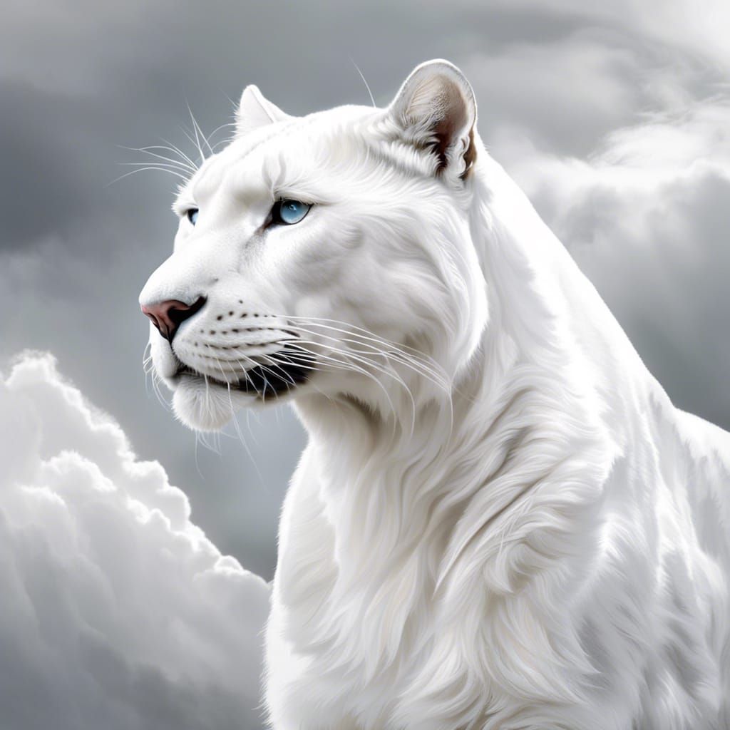 White Panther with blue eyes and pink nose