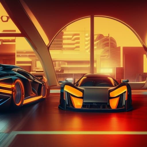 Cyberpunk Cars in a Neon Cityscape