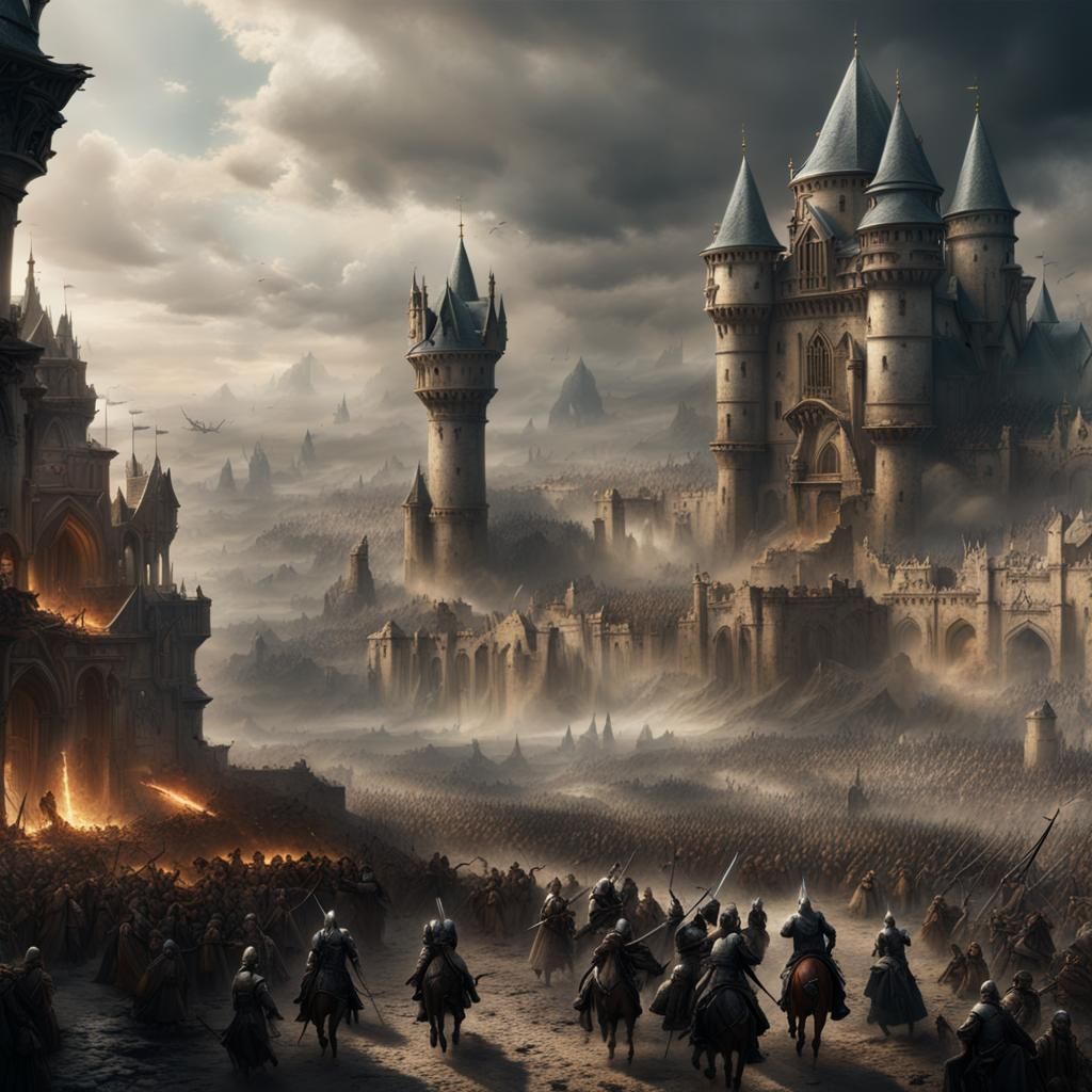 Epic Knight Battle: Dramatic Digital Matte Painting