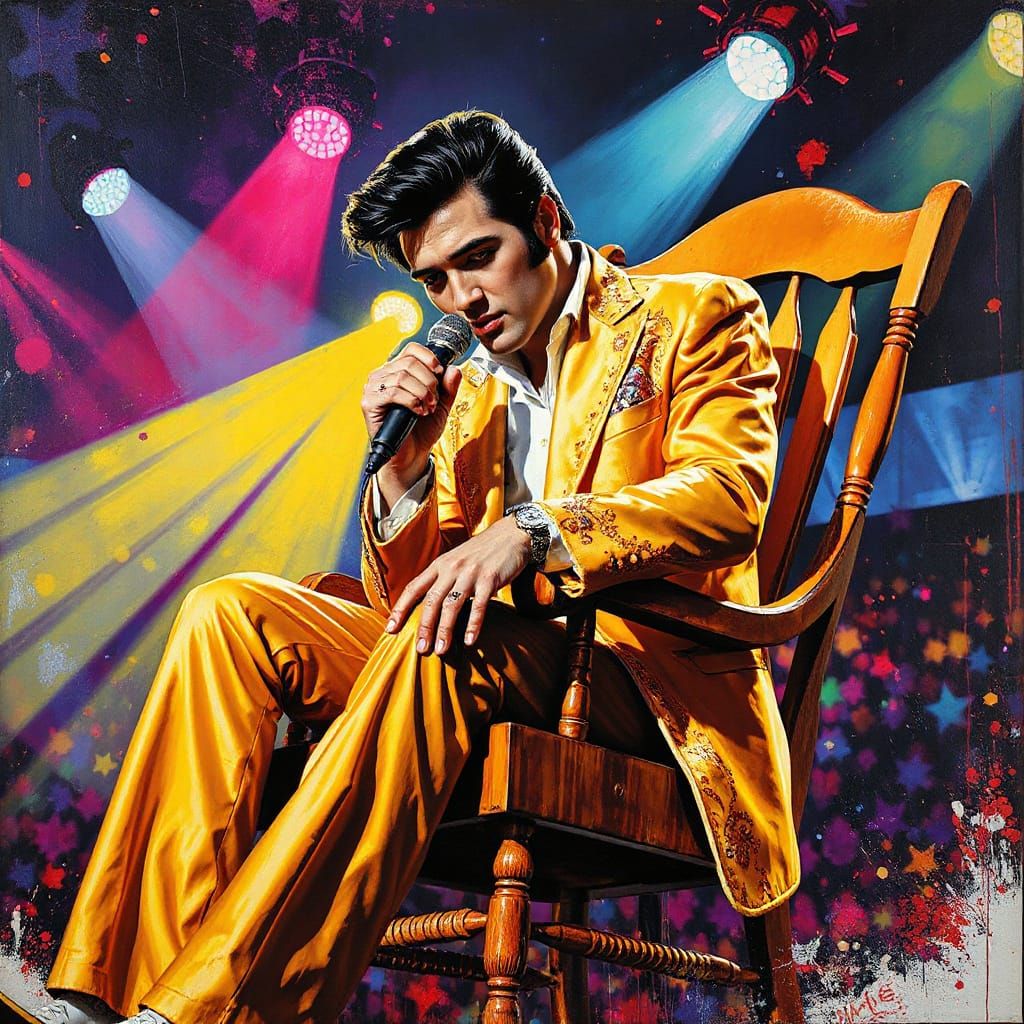 Elvis Presley in Graffiti and Splash Art Style