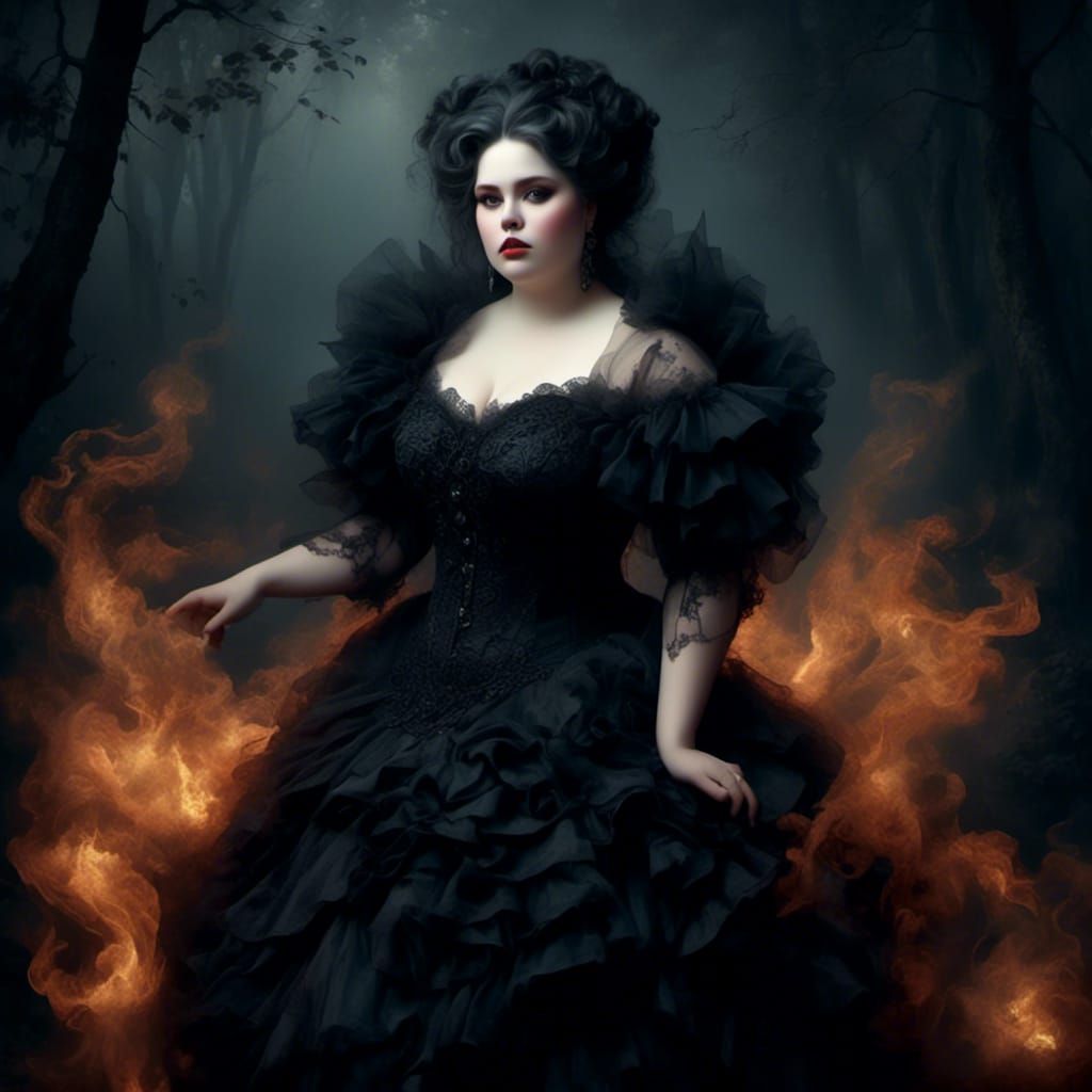 Gothic Forest Portrait of a Woman in Oil Painting Style