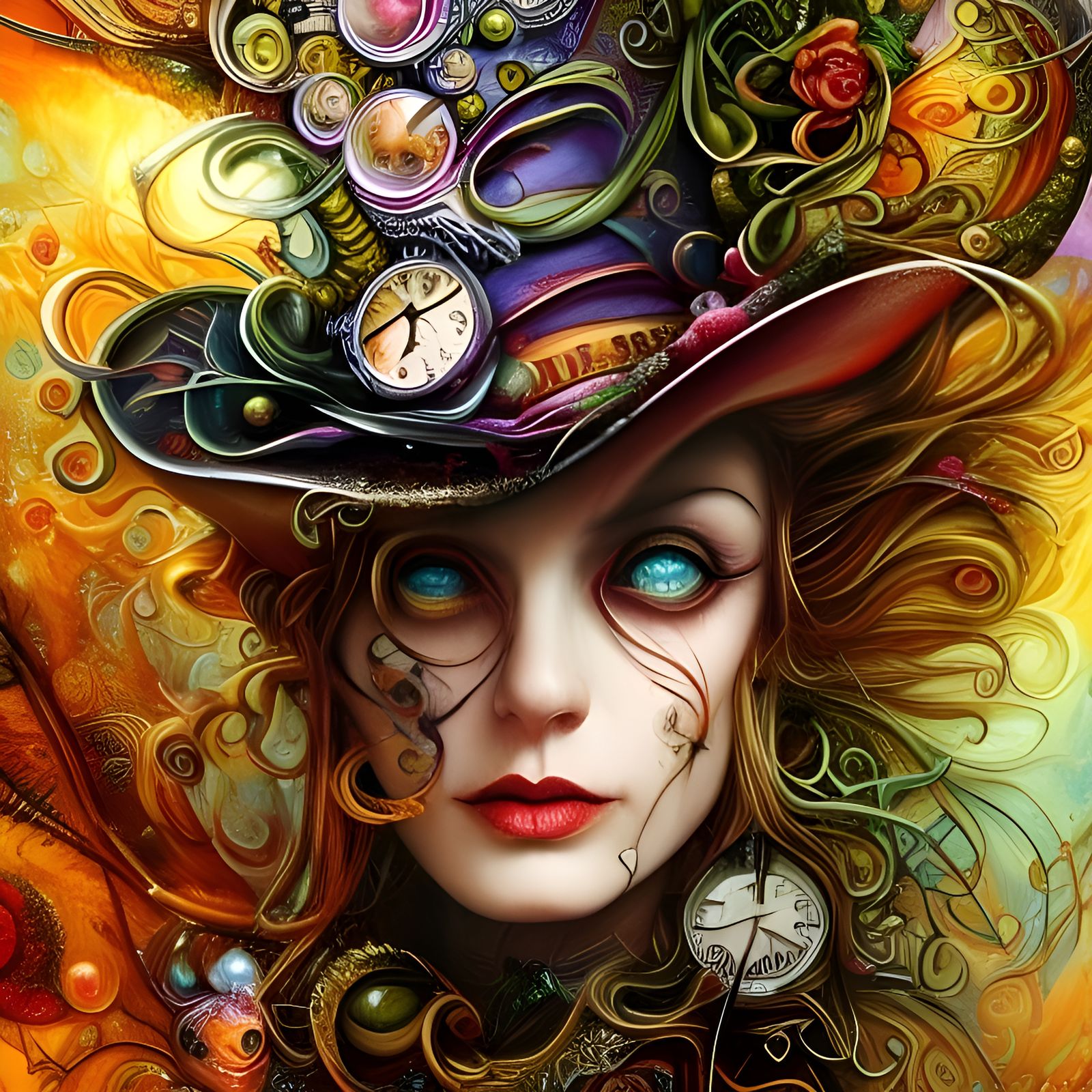 Clockpunk Mad Hatter with Lantern in Fantasy Style