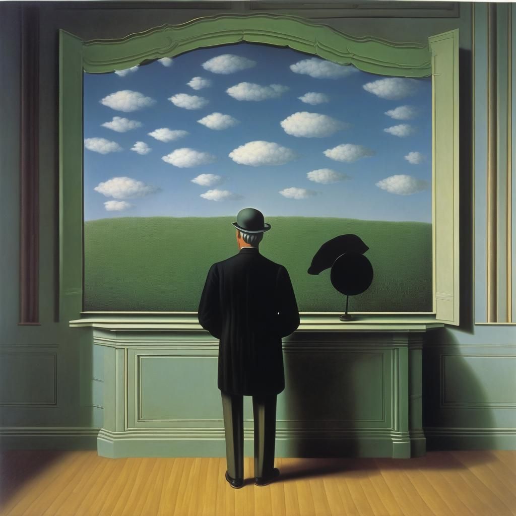 Surreal Man in Bowler Hat, Magritte Style