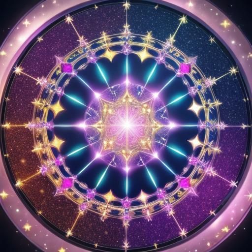 Shimmering 3D Orb with Gold Flecks and Neon Highlights