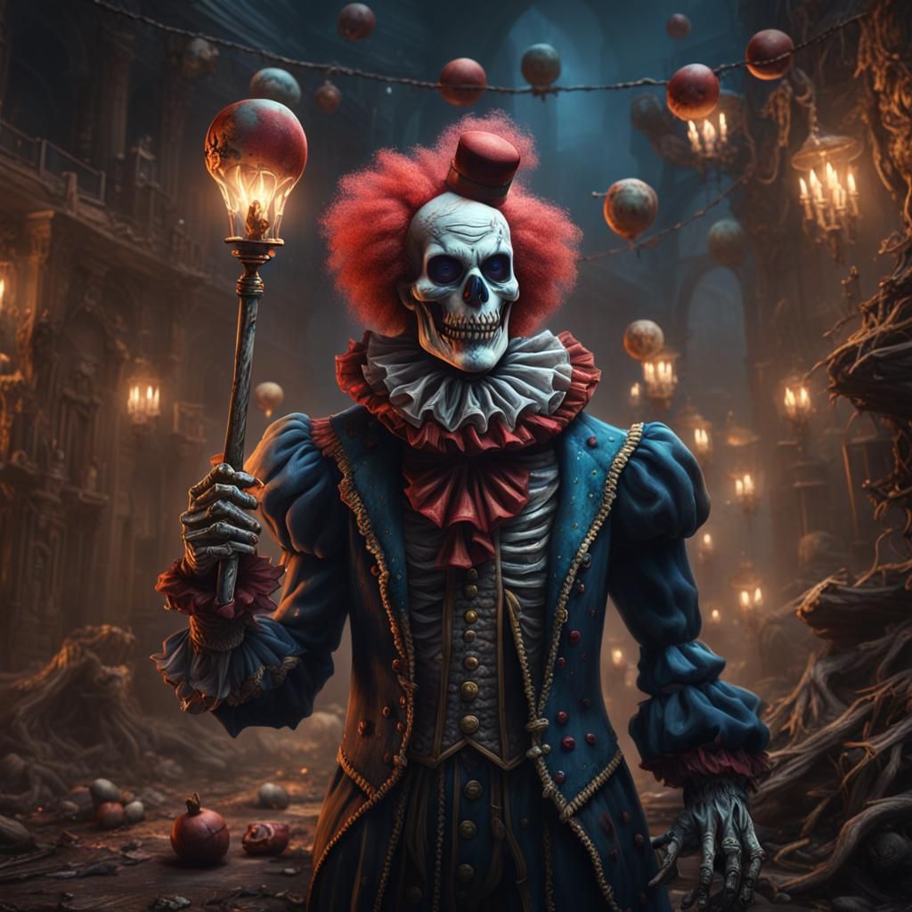 Detailed Skeleton Clown Matte Painting